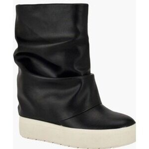 G by GUESS Womens Black Slouchy Fold over Hidden Wedge Sneaker 11M